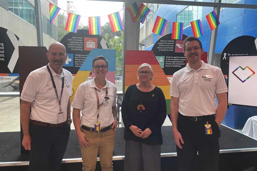 Director Clinical Governance Grant Carey-Ide, Pride in Metro North member Parker Michaels, Chief Executive Jackie Hanson, and Pride in Metro North Chair Michael Wilson.