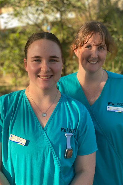 Nursing students Chelsea and Ellen have just finished their clinical placements at Redcliffe Hospital.