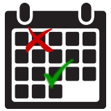 Calendar with cross and tick