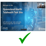 Telehealth screen with a tick