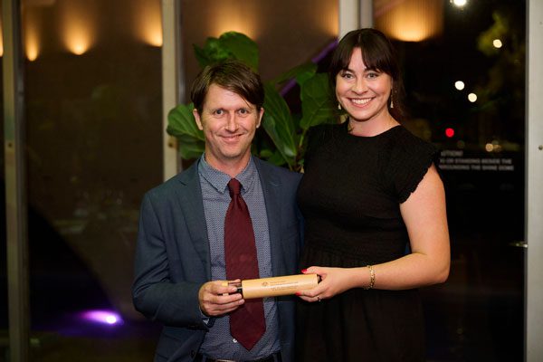 Professor David Copeland and Dr Ciara Shiggins accepting the 2023 NHMRC Consumer Engagement Award