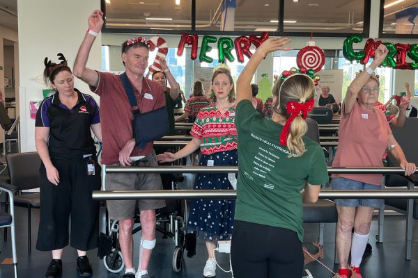 Patients at STARS participating in the Christmas themed Dance Rehab program, in partnership with Queensland Ballet.