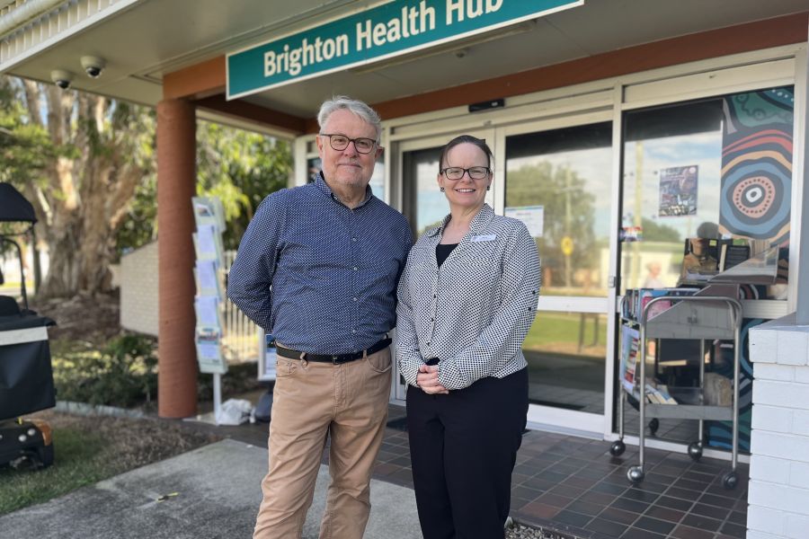 Taboo conversations around death are becoming easier thanks to a new initiative welcoming residents from Moreton Bay and north Brisbane. Pictured are University of Sunshine Coast lecturer Dr John Rosenberg and Home Hospital Bereavement Coordinator Kylie White.