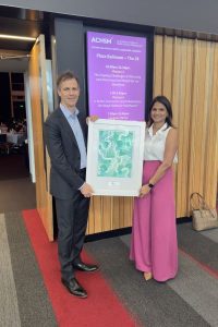 Professor Peter Hopkins and Archana Mishra receive the 2024 Bond University Sustainable Healthcare Award for Leadership in Service Delivery.