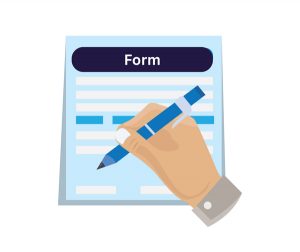 A form with a hand and a pen