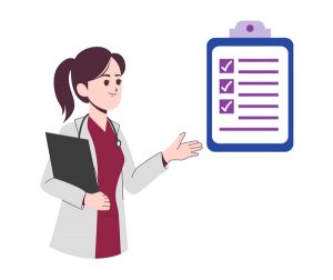 a doctor pointing at a checklist