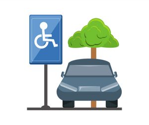 a car parked in a disabled car space