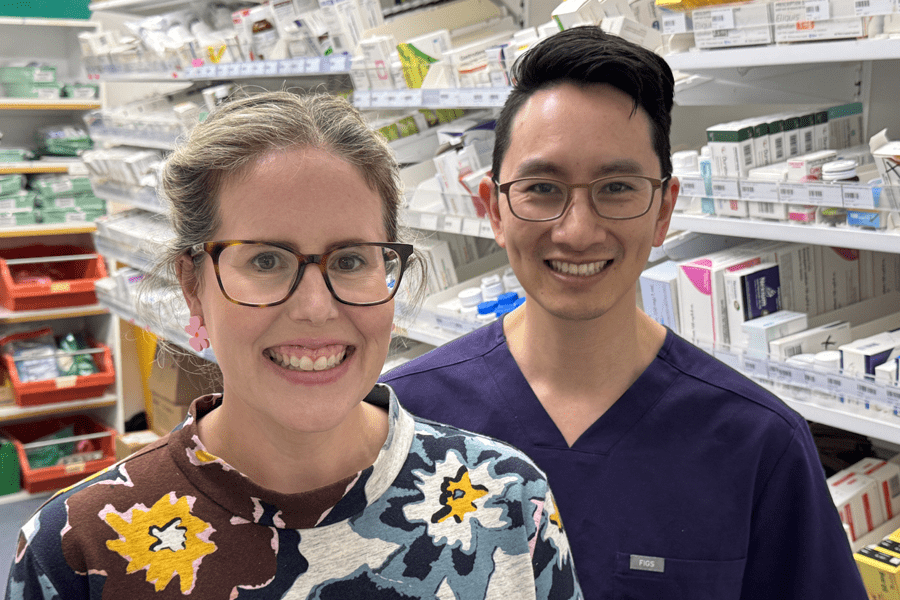 Redcliffe Hospital, pharmacists Liz Hayward and Nick Ah Yui.