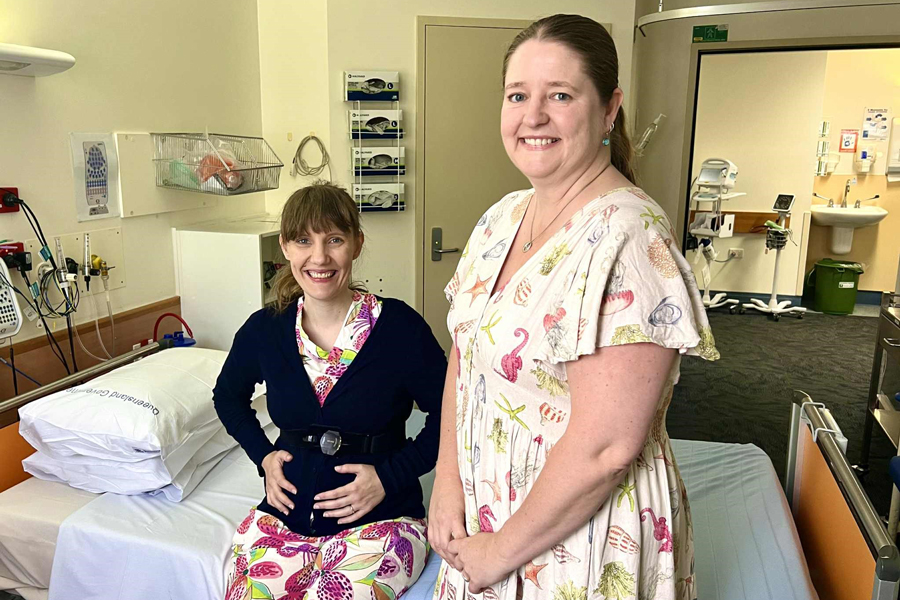 Pregnant women pictured with TPCH Sleep Disorders Centre Scientist and Research Officer Danielle Wilson.