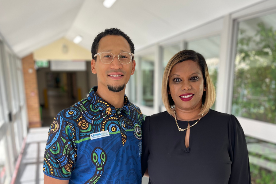 Kirsch and Kersha Jacobs share the same last name and passion for Allied Health care at Caboolture Hospital.