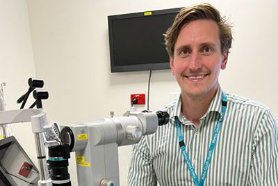STARS Staff Specialist Dr Ashley Porter with the YAG laser