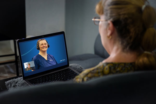 Virtual Emergency Care Service clinician speaking with patient by video