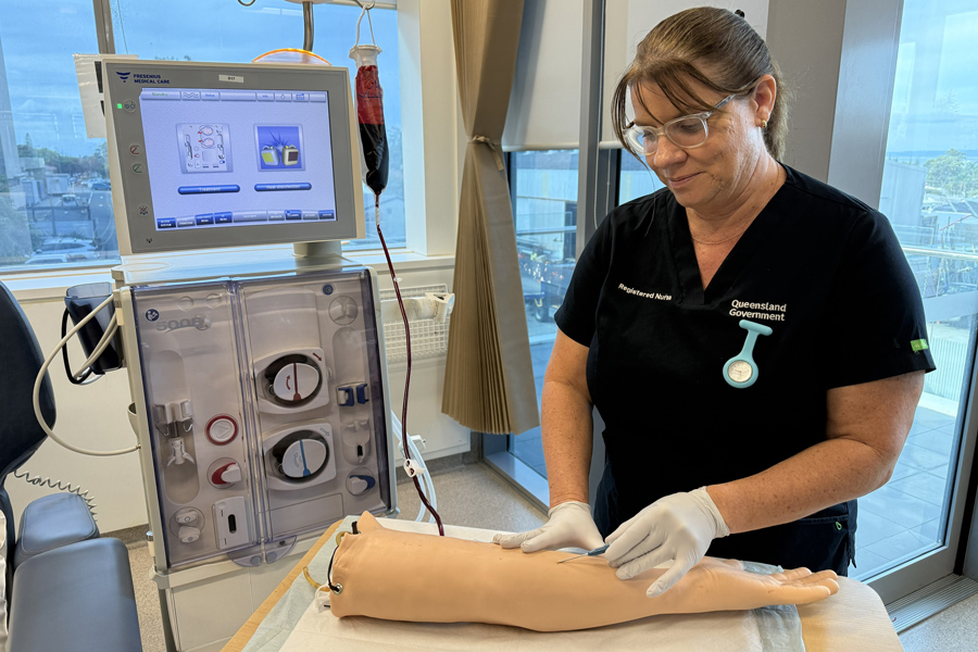 RBWH Clinical Nurse , Joanne Brown is one of the 150 nurses who have access to the new simulator arm