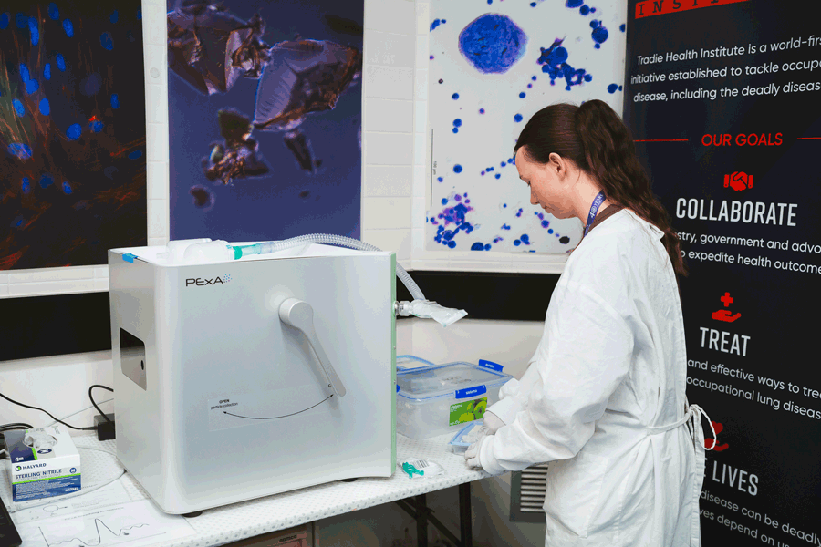 The Particles in Exhaled Air (PExA) machine is being used to investigate whether silicosis can be identified before irreversible lung damage occurs.