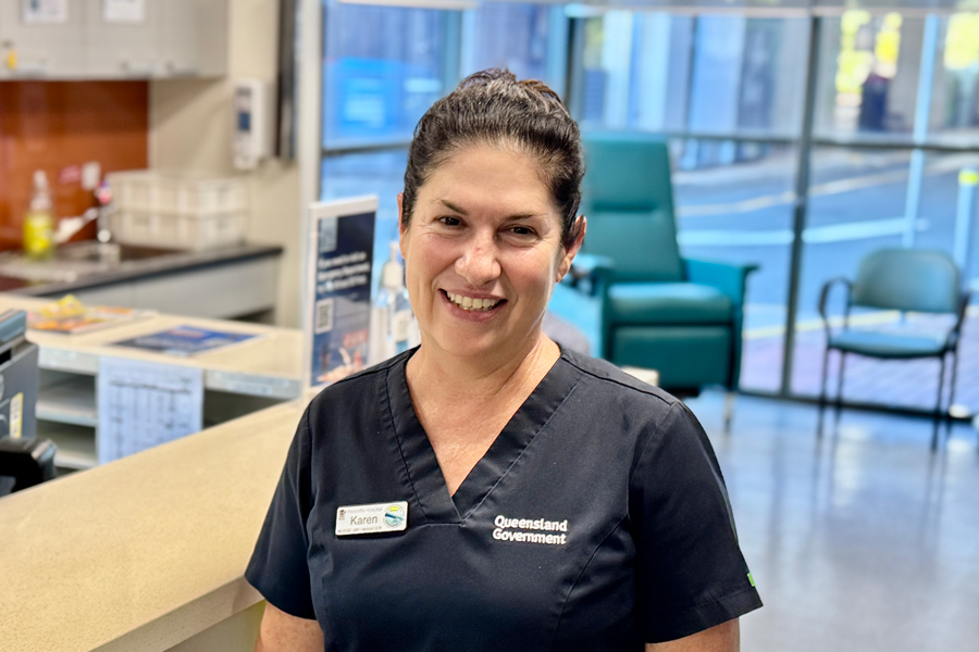 Karen Chippindall and the team in the Patient Transit Lounge at Redcliffe Hospital care for around 75 patients each day, helping them get the care they need and get home safely.