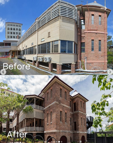 Several extensions and additions were removed which obscured the buildings original design and character. Photo courtesy of Elevation Architecture.