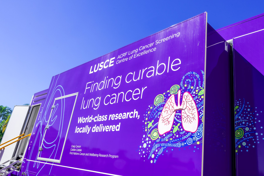The Australian Cancer Research Foundation Lung Screening Centre of Excellence truck at The Prince Charles Hospital.
